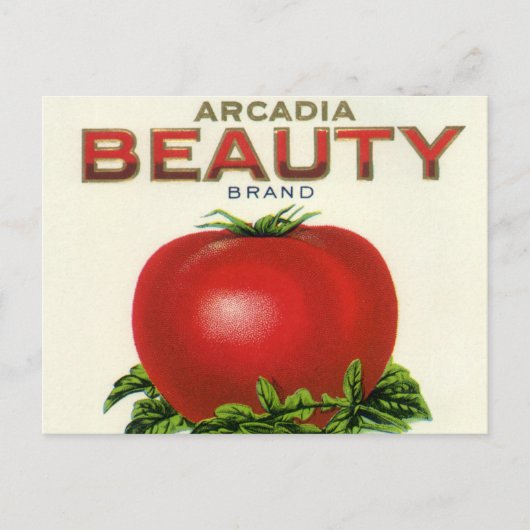  etiket voor fruitkratten, Arcadia Beauty Tomaten Briefkaart (Voorkant)