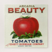 etiket voor fruitkratten, Arcadia Beauty Tomaten Legpuzzel (Verticaal)