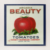 etiket voor fruitkratten, Arcadia Beauty Tomaten Legpuzzel (Verticaal)