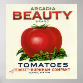  etiket voor fruitkratten, Arcadia Beauty Tomaten Poster