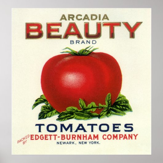 etiket voor fruitkratten, Arcadia Beauty Tomaten Poster (Voorkant)