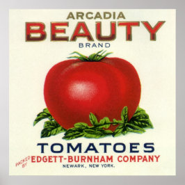 etiket voor fruitkratten, Arcadia Beauty Tomaten Poster