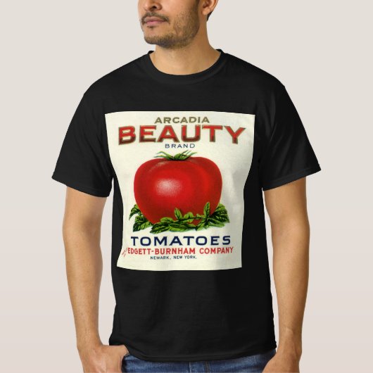  etiket voor fruitkratten, Arcadia Beauty Tomaten T-shirt (Voorkant)