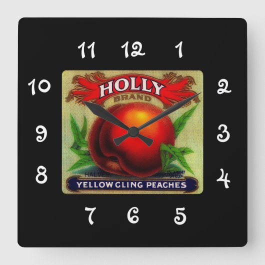  etiket voor fruitkratten Holly - uurklok Vierkante Klok (Voorkant)