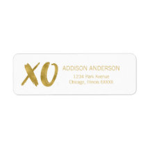 Etiket voor geborsteld XOXO Gold Foil Valentijn