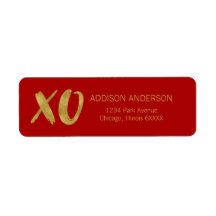 Etiket voor geborsteld XOXO Gold Foil Valentijn