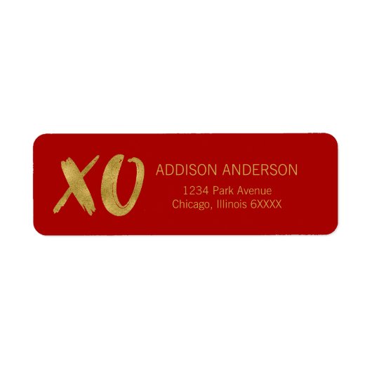 Etiket voor geborsteld XOXO Gold Foil Valentijn (Voorkant)
