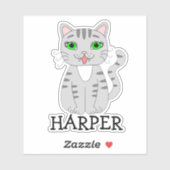 Etiket voor gepersonaliseerde grijze katten sticker (Vel)