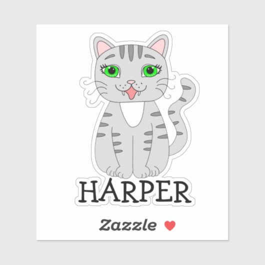 Etiket voor gepersonaliseerde grijze katten sticker (Vel)