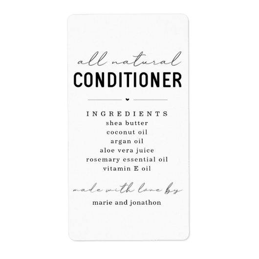 Etiket voor gepersonaliseerde Homemade Conditioner (Voorkant)
