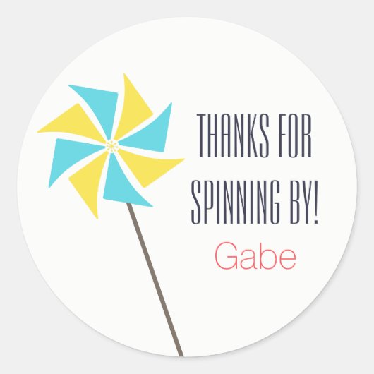 Etiket voor gepersonaliseerde Pinwheels Birthday (Voorkant)