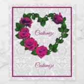 Etiket voor gepersonaliseerde Roos wijn-hartwijn (Enkel label)