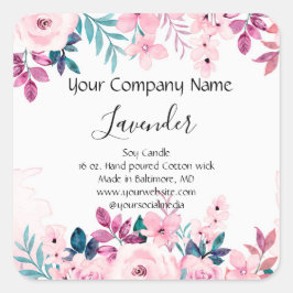 Etiket voor gepersonaliseerde roze groene Floral C