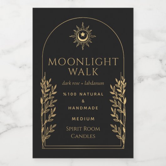 Etiket voor Goud en Rand Witchy Tarot Candle (Enkel label)