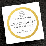 Etiket voor goudgrensproduct Faux<br><div class="desc">Elegant etiket met een faux (bedrukt afbeelding) gouden rand en uw aangepaste logo. De doopvonten en de doopvontkleuren zijn klantgericht. De beweging en resize de logo met het ontwerphulpmiddel.</div>