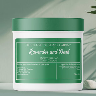 Etiket voor groene en witte cosmetische producten