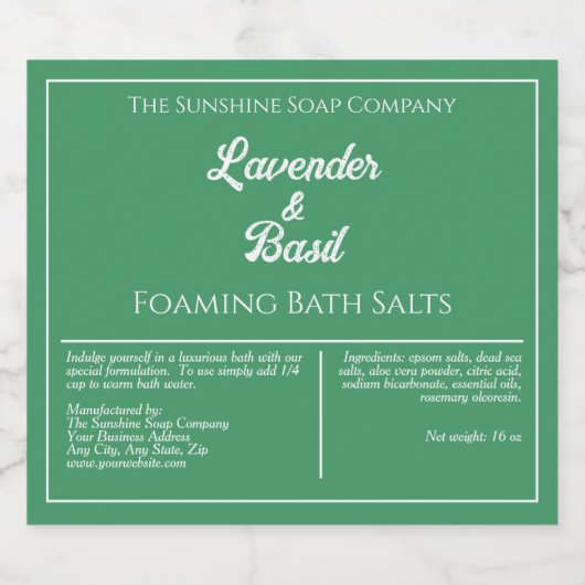 Etiket voor groene en witte waterdichte baardzout (Enkel label)