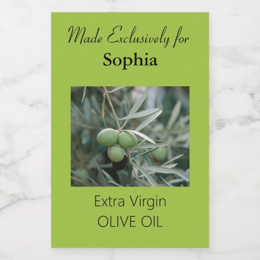 Etiket voor groene vertakking Olijfolie (Enkel label)
