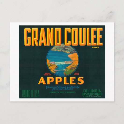 Etiket voor grote coupes - Coulee, WA Briefkaart (Voorkant)