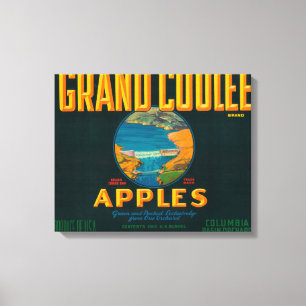 Etiket voor grote coupes - Coulee, WA Canvas Afdruk