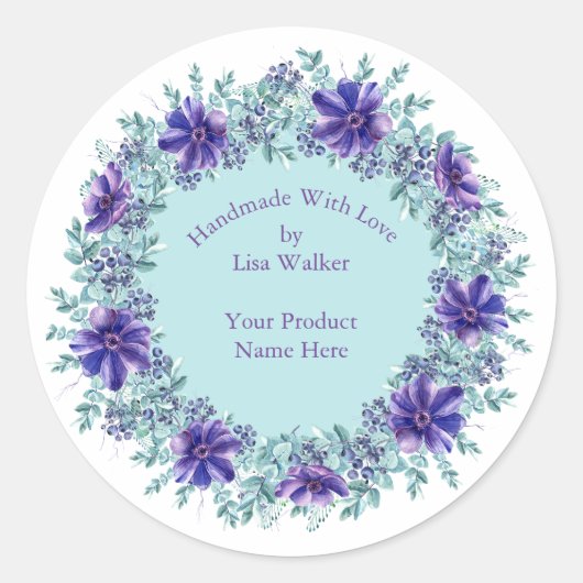 Etiket voor handgemaakte objecten Rustisch Paars, (Voorkant)