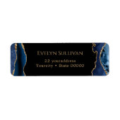 Etiket voor het blauwe en goudwitte retouradres (Voorkant)