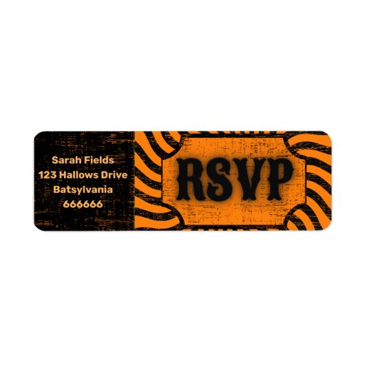 Etiket voor het onderdrukte Halloween RSVP-adres (Voorkant)