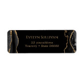 Etiket voor het zwarte en goudgrijze retouradres (Voorkant)