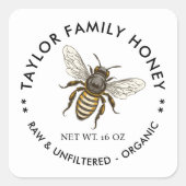 Etiket voor honing inmaken met honingbij (Voorkant)