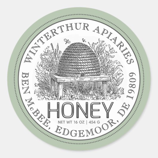 Etiket voor honing van ivoor ( schuine streep) (Voorkant)