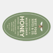 Etiket voor honing van ovaal Queenline met bijen 1 (Voorkant)