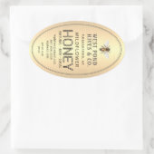 Etiket voor honing van ovaal Queenline met bijen 1 (Tas)