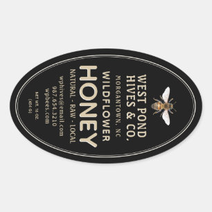 Etiket voor honing van ovaal Queenline met bijen 1