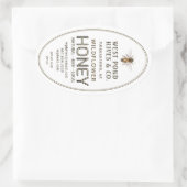 Etiket voor honing van ovaal Queenline met bijen 1 (Tas)