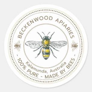Etiket voor honingbijen Gele bijenhouder Apiary