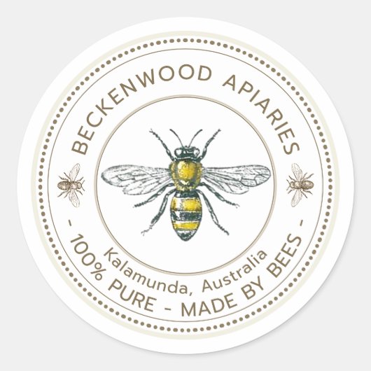 Etiket voor honingbijen Gele bijenhouder Apiary (Voorkant)