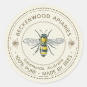 Etiket voor honingbijen Gele bijenhouder Apiary (Voorkant)