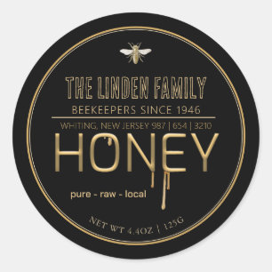 Etiket voor honingdruppels met bijen