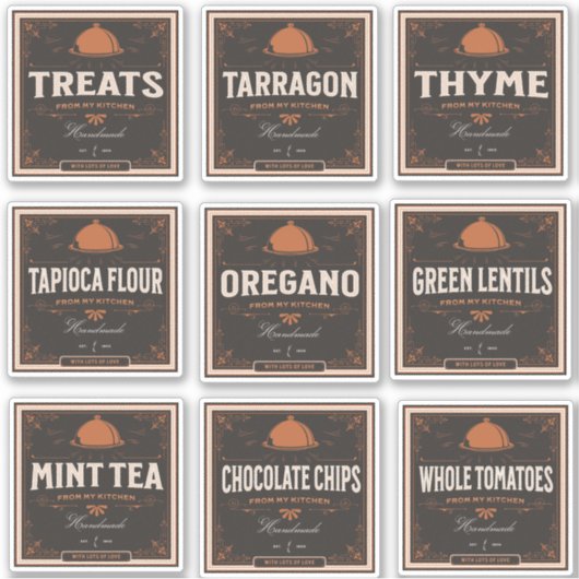 Etiket voor keukengebruik Reeks 3 donkerpapier Sticker (Voorkant)