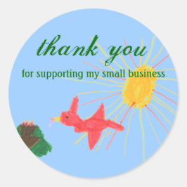 Etiket voor kleine bedrijven uit de vogelfamilie