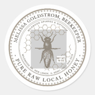 Etiket voor koningin-bijenhoning met honingraat