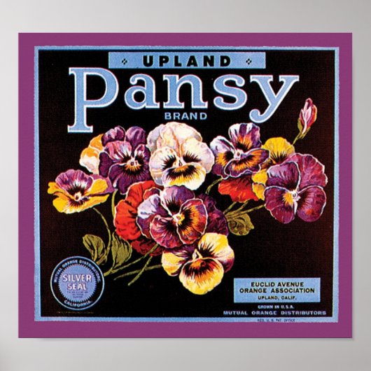 Etiket voor  kratten voor Upland Pansy Poster (Voorkant)