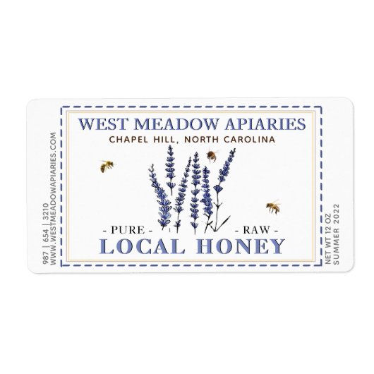 Etiket voor lavendel en bijen gebroken rand (Voorkant)
