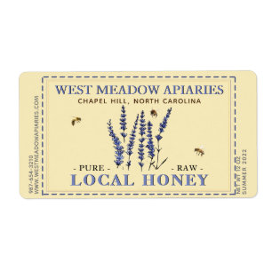 Etiket voor lavendel en bijen gebroken rand