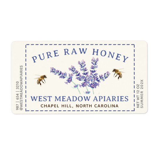 Etiket voor lavendel en bijen gebroken rand (Voorkant)