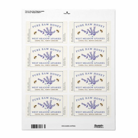 Etiket voor lavendel en bijen gebroken rand (Full Sheet)