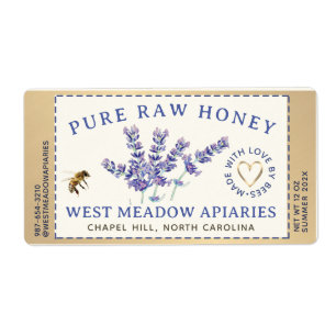 Etiket voor lavendel en bijen gebroken rand