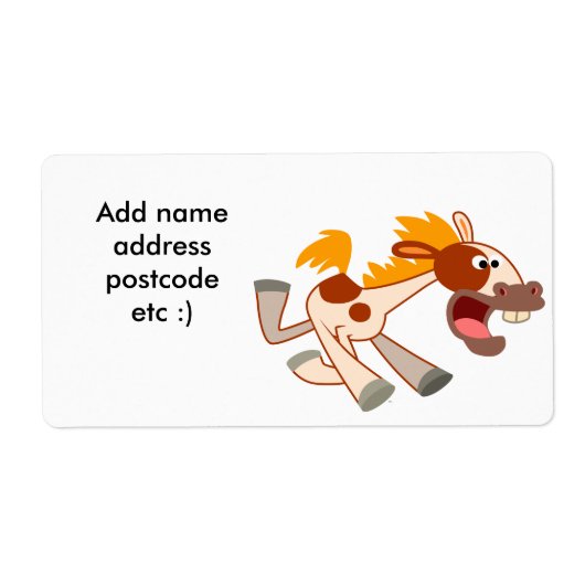 Etiket voor levendige Cartoon in pinto-paard (Voorkant)