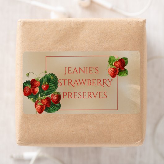 Etiket voor levensmiddelen met rode aardbeien (Insitu)