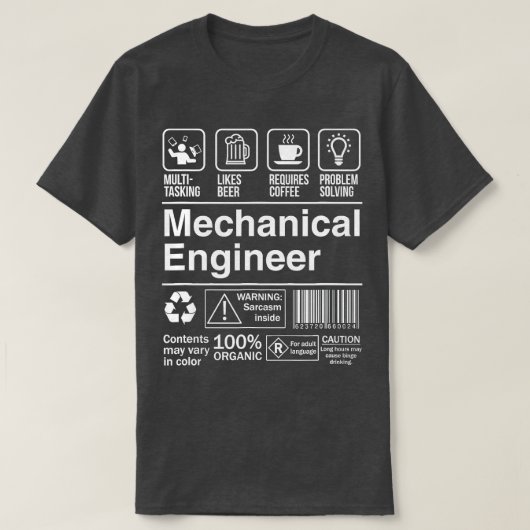 Etiket voor mechanische technici t-shirt (Design voorkant)